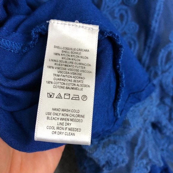 Free People Lace Mini Slip Dress Women's XS Embroidered Lined Sleeveless Blue - Picture 7 of 12